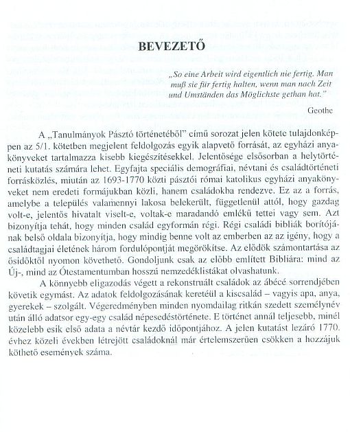 Hausel Sándor: Tanulmányok Pásztó történetéből - Pásztó mezőváros 18. századi társadalomszerkezetének és lakosságának kialakulása - Névtár1688-1770